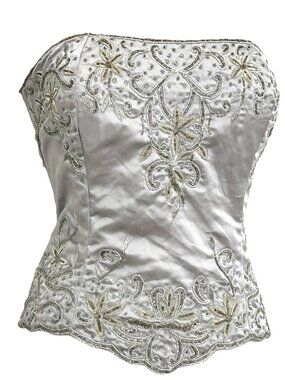 JASDEE Vintage Bustier Corset Hand Work Gotta Thread Embroidery On Satin F3033